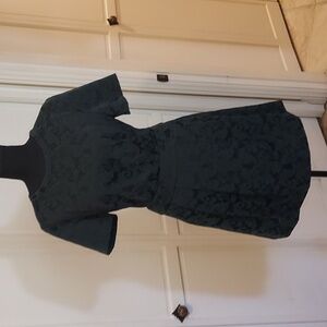 Nordstrom Halogen 2 Piece Skirt And Top Set Black And Green Damask